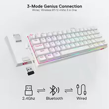 Clavier Mécanique Gaming Redragon K530 Pro - Sans Fil Bluetooth 60% - Switches Remplaçables à Chaud - RGB